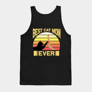 Best Cat Mom Ever Vintage Retro Sunset Tank Top